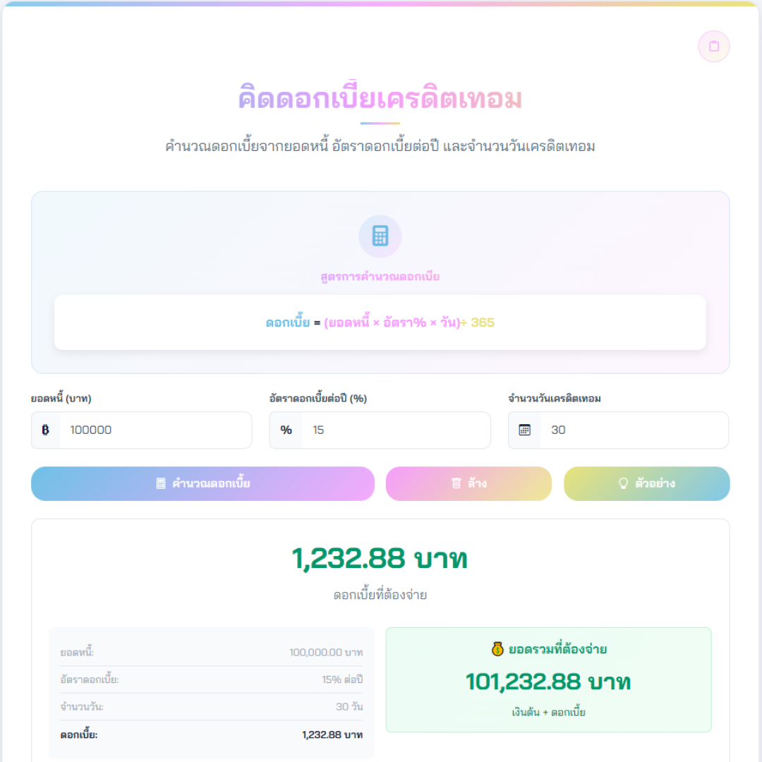 คิดดอกเบี้ยเครดิตเทอม